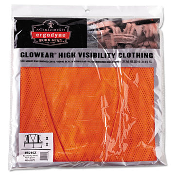 ergodyne® Glowear 8210z Class 2 Economy Vest, Polyester Mesh, Zipper Closure, Large To X-large, Orange freeshipping - TVN Wholesale